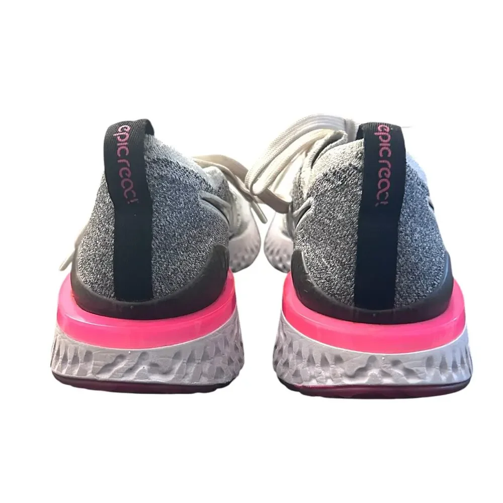 Nike Epic React Flyknit 2 Oreo Pink Punning Women's White 8.5
